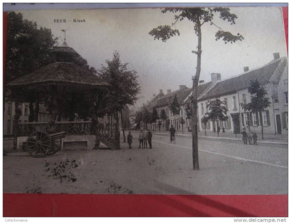 4 postk.  PEER   :  MARKT,      WINDMOLEN,      KIOSK,        KERKSTR.