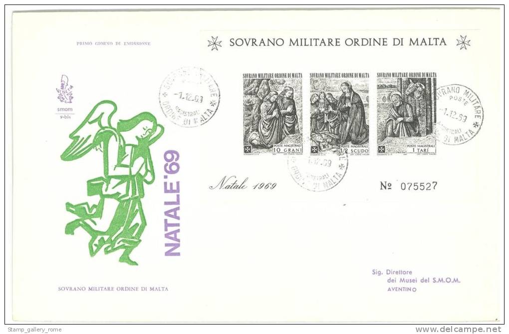 FDC VENETIA - ANNO  1969 - NATALE  -   SMOM - S.M.O.M. SOVRANO MILITARE ORDINE DI MALTA - Sovrano Militare Ordine Di Malta