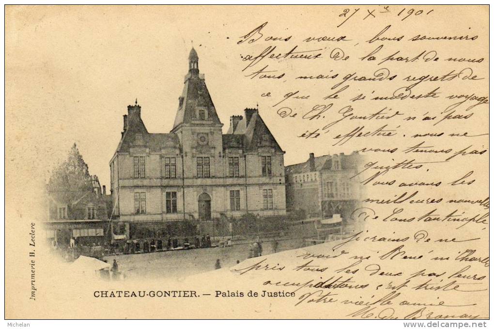 CPA   53   CHATEAU-GONTIER---PALAIS DE JUSTICE---PRECURSEUR---19 01 - Chateau Gontier