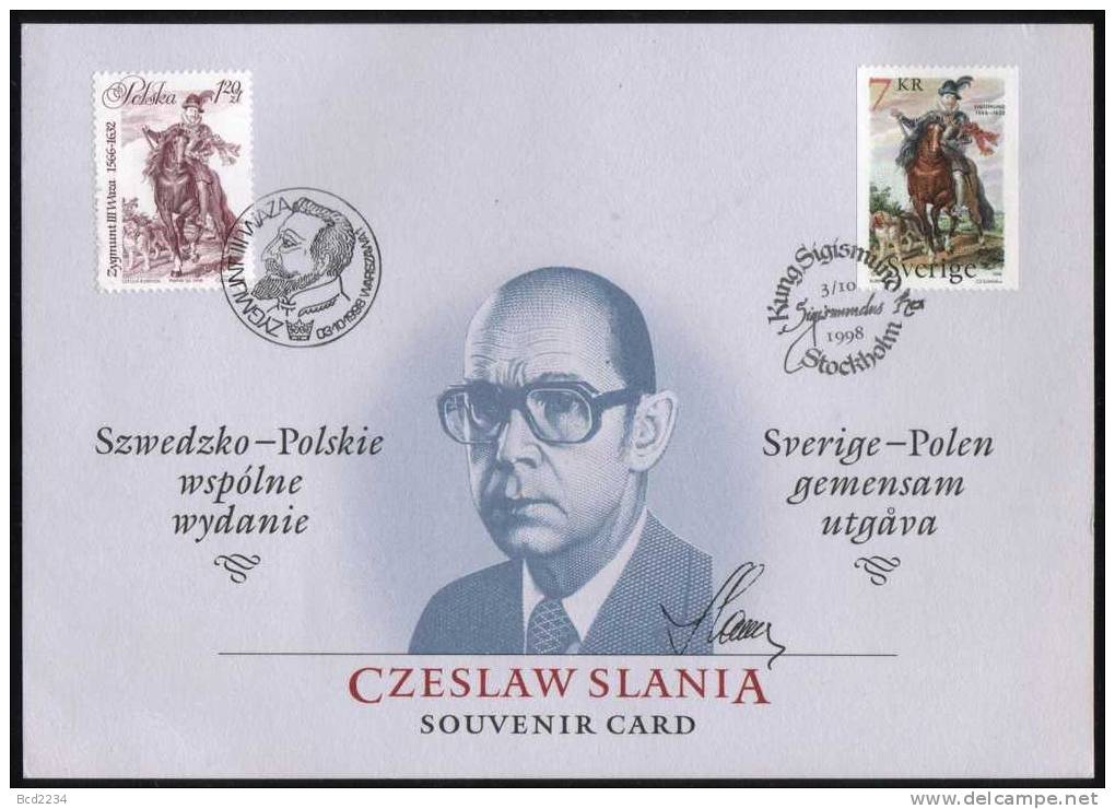 SLANIA POLAND SWEDEN 1998 JOINT FDC ISSUE PRESENTATION ITEM Horses Kings Dogs Famous Poles Art Paintings - FDC