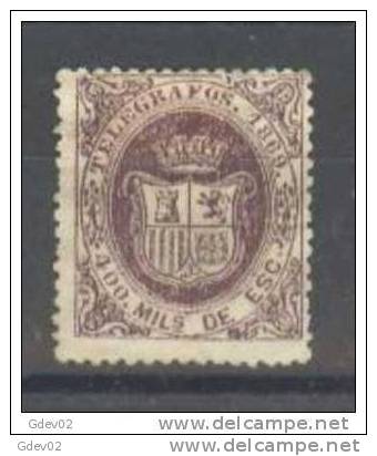 ESTGF30-L3303TTSC.Espagne . Spain.ESCUDO DE ESPAÑA.TELEGRAFOS  DE ESPAÑA .1869 (Ed 30*)  Charnela.MUY BONITO. - Otros & Sin Clasificación