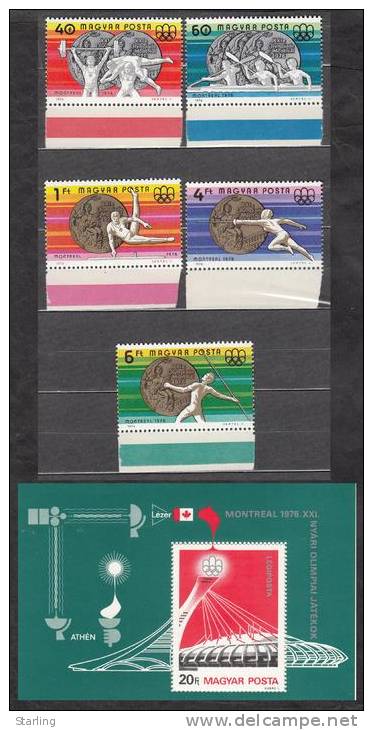 Hungary 1976 Mi# 3164-3168 Bl 122 XXI Olympic Games Montreal Sport MNH * * - Unused Stamps