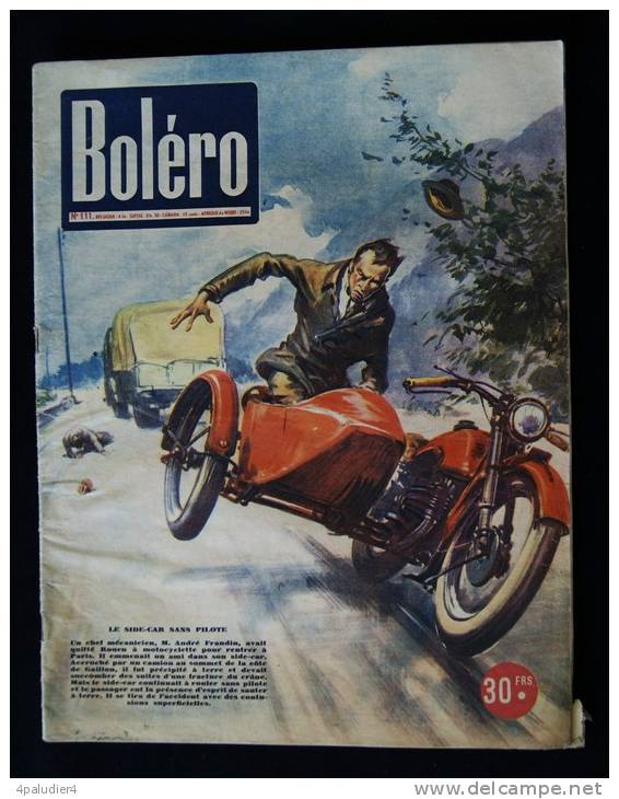 Revue BOLERO 1952 ( Moto) Le Side-Car Sans Pilote André Frandin ROUEN Côte De Gaillon - Motorräder