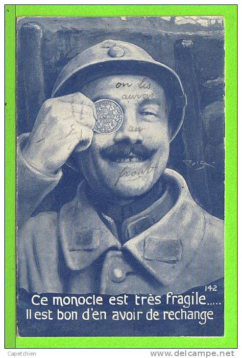 PIECE DE 5 Fr DE 1850 / CE MONOCLE EST TRES FRAGILE ... / Carte écrite En 1918 - Münzen (Abb.)