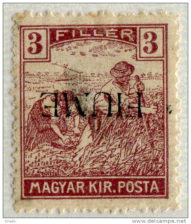 FRANCOBOLLO 3 FILLER MAGYAR KIR. POSTA LILLA VIOLETTO CON SOPRASTAMPA FIUME CAPOVOLTA ANNO 1918 1919 OCCUPAZIONE GUERRA - Jugoslawische Bes.: Fiume