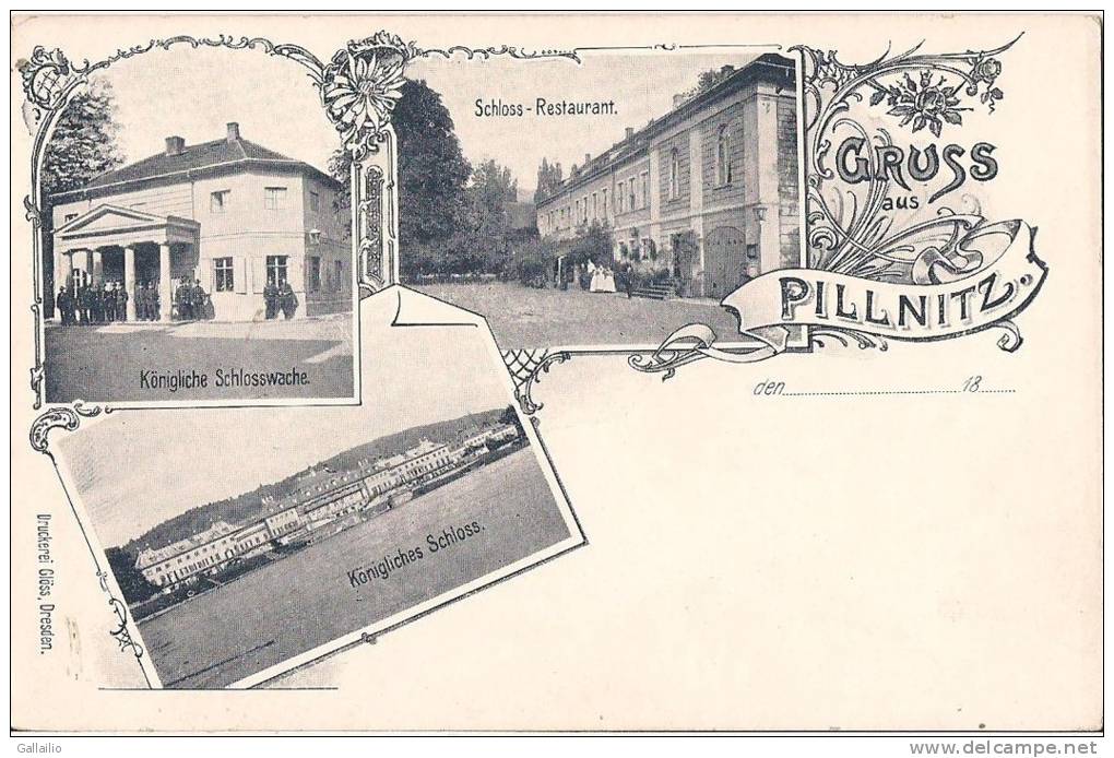 ALLEMAGNE GRUSS AUS PILLNITZ MULTIVUE RESTAURANT SCHLOSS SCHLOSSWACHE DE 1898 - Pillnitz