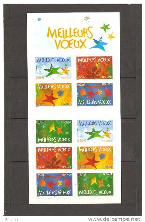 FRANCE AUTOHADHESIFS CARNET BC 3722 NEUF ** MNH MEILLEURS VOEUX    2004 - Commemoratives