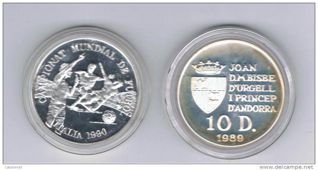 ANDORRA  10 Diners 1989 Futbol ITALIA 1990  KM53  PLATA - Andorra