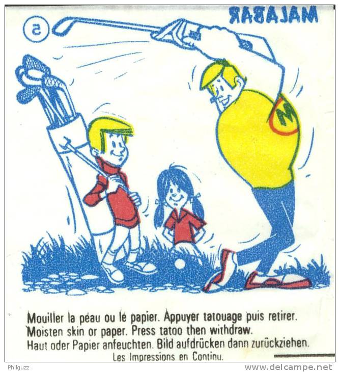 TRES RARE IMAGE TRANSFERT Tatouage Chewing Gum MALABAR 1972 JO - JEUX OLYMPIQUES N°5 JAUNE BE - Autres & Non Classés