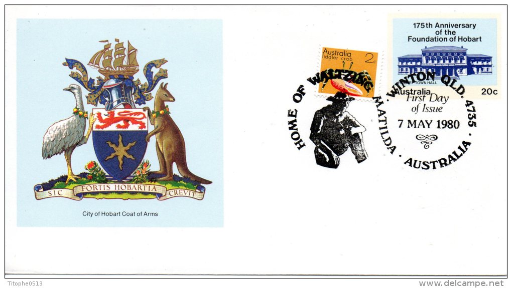 AUSTRALIE. Entier Postal Avec Oblitération 1er Jour De 1979. Armoiries D´Hobart/Kangourou - Briefe U. Dokumente