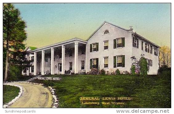 West Virginia Lewisburg General Lewis Hotel Handcolored Albertype - Andere & Zonder Classificatie