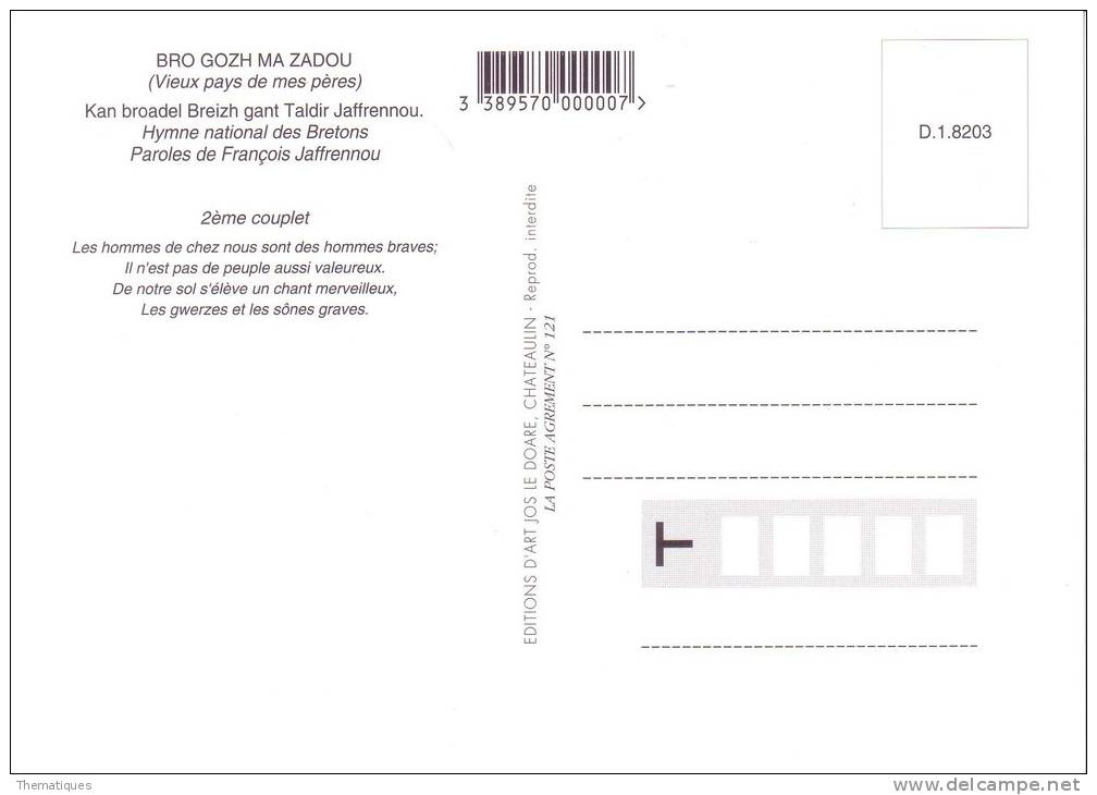 Thematiques Bretagne Hymne Breton BREIZH BRO GOHZ MA ZADOU . VIEUX PAYS DE MES PERES Lettre E - Bretagne