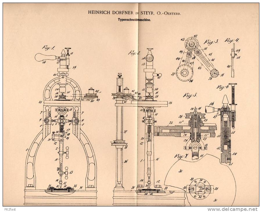 Original Patentschrift - Heinrich Dorfner In Steyr , 1901 , Typenschneidmaschine !!! - Maschinen