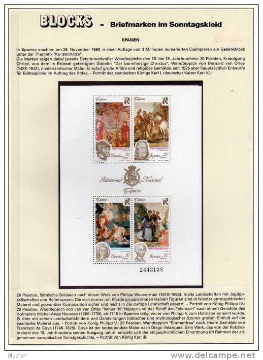 Kulturerbe 1990 Spanien Block 38 ** 2€ Historische Schlösser-Wandteppiche Blocchi Painting Bloc Art Sheet M/s Bf Espana - Blocs & Hojas