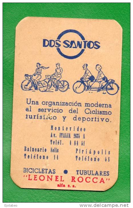 19 URUGUAY 1949 CALENDARIOS- Dos ASantos Bicicletas  REBAJADO!!!!!!!!!! 21.5 % - Calendars