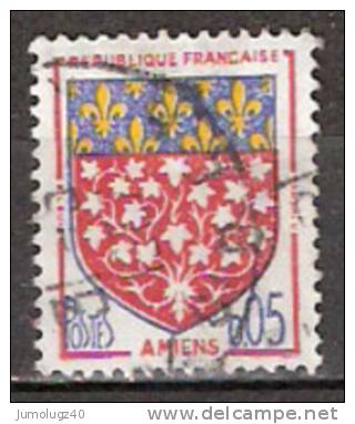 Timbre France Y&T N°1352 (03) Obl.  Armoirie D´Amiens.  0.05 F. Rouge, Bleu Et Jaune. Cote 0,15 € - 1941-66 Coat Of Arms And Heraldry