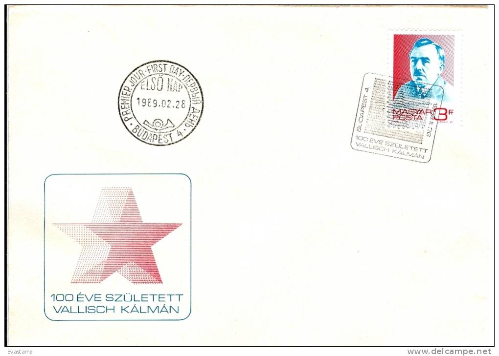 HUNGARY - 1989. FDC - Kálmán Wallisch,Labor Leader Mi 4008. - FDC