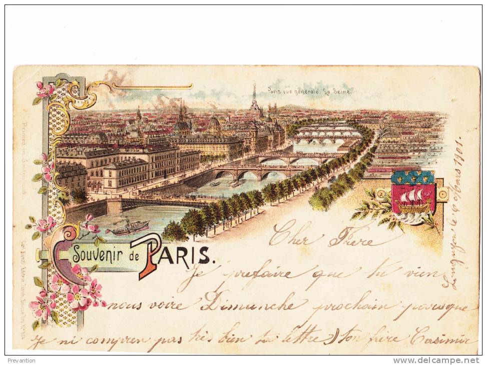 Souvenir De PARIS - Superbe Carte Colorée - Saint Cloud