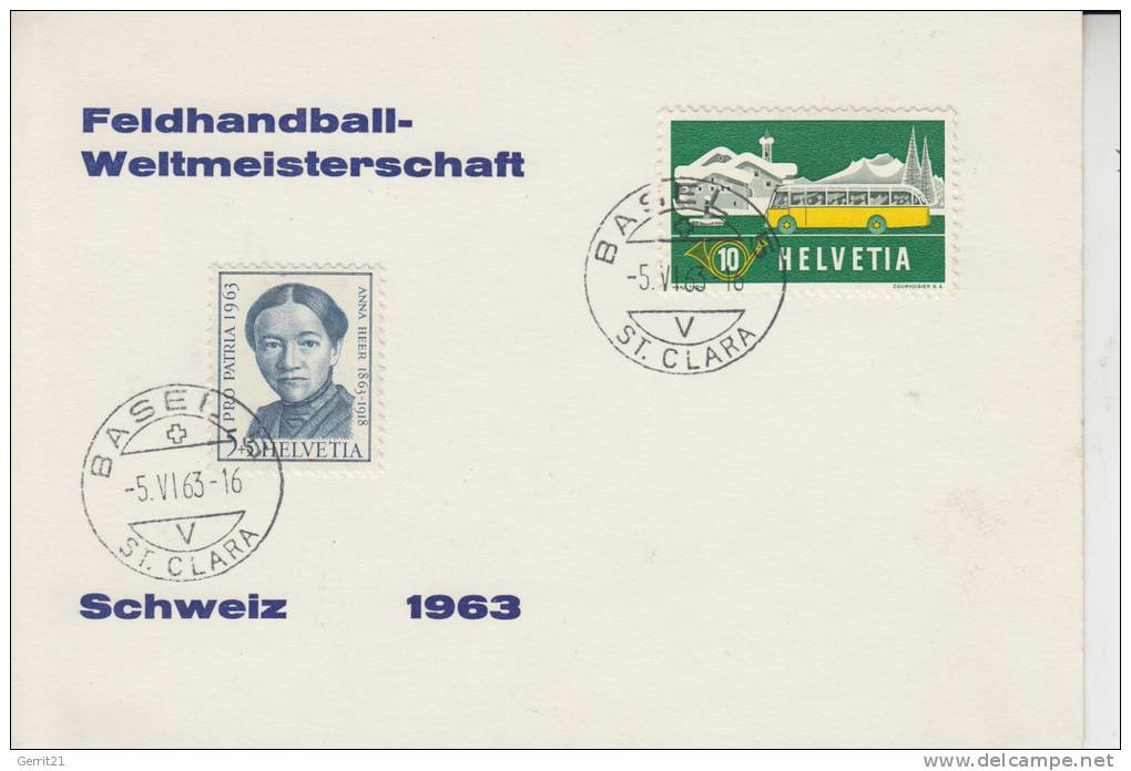 SPORT - HANDBALL - Sonder - Postkarte Feldhandball-Weltmeisterschaft Schweiz 1963 - Pallamano