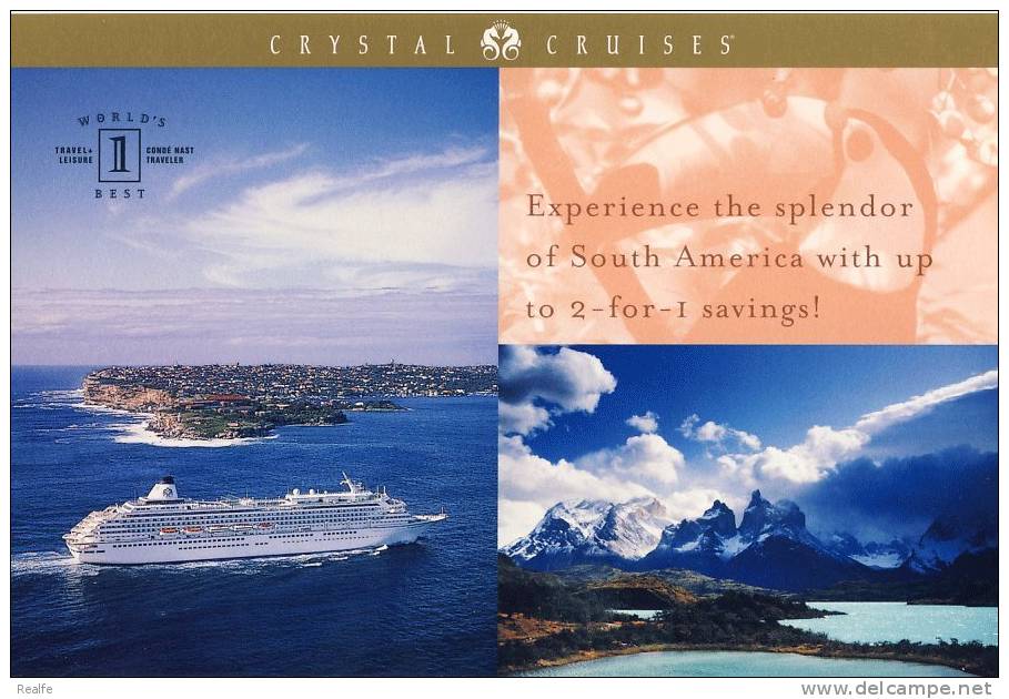 Cruise Ship Ocean Liner Crystal Cruises Jumbo Card / Carte Extra Large - Dampfer