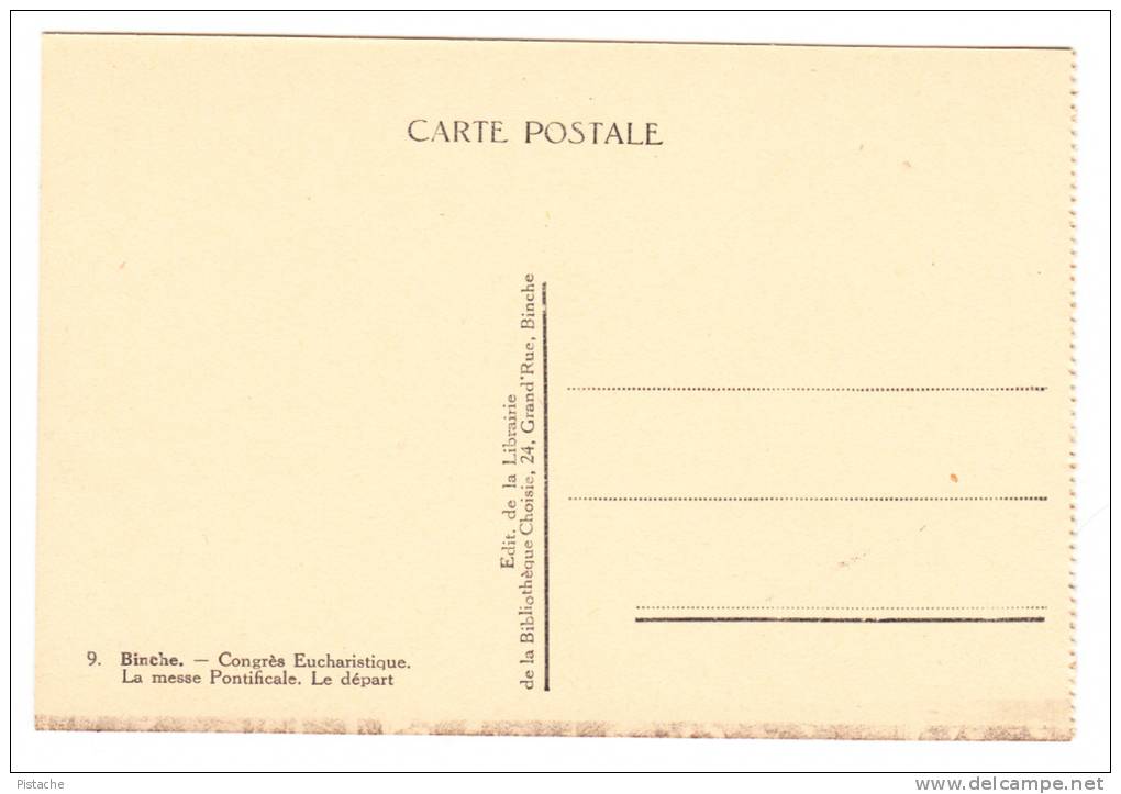 CPA - Binche Belgique - Congrès Eucharistique 1928 - Religion - Messe Pontificale - Animée - Neuve État TB - 2 Scans - Binche