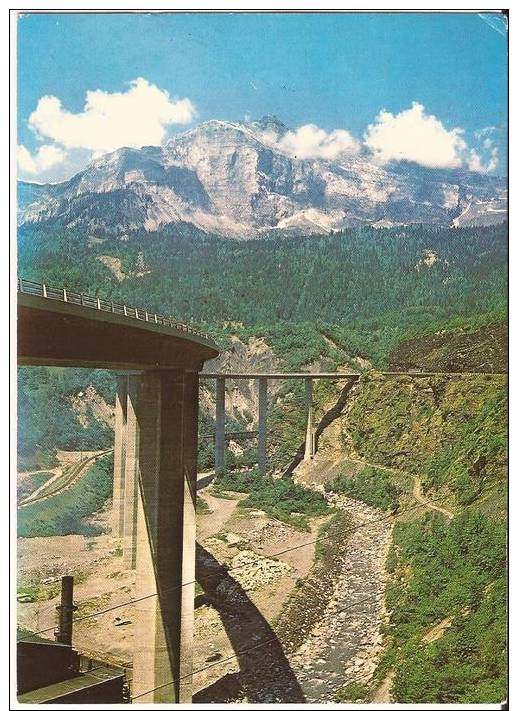 CPSM Couleur : CHEDDE ( Hte-Savoie):le Viaduc Des EGRATZ:superbe Photo Verticale Avec Montagne En Arrière-plan - Autres & Non Classés