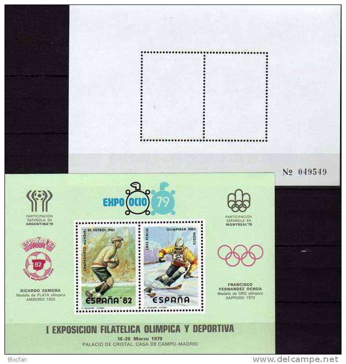 Fußball-WM ESPANA 1982 Torwart Spanien Blocks SD1+2/79 ** 80€ Olympia Placid 1980 Philatelic Bloc Soccer Sheet Bf Espana - Fogli Ricordo