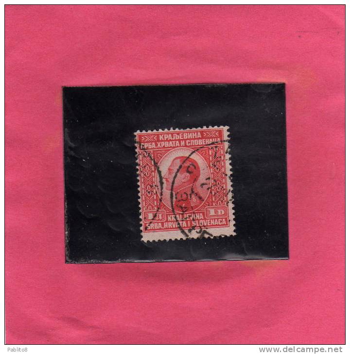 JUGOSLAVIA YUGOSLAVIA 1924 KRALJEVINA SRBA HRVATA I SLOVENACA KING ALEXANDER PRINCIPE ALESSANDRO 1d USATO USED OBLITERE - Used Stamps