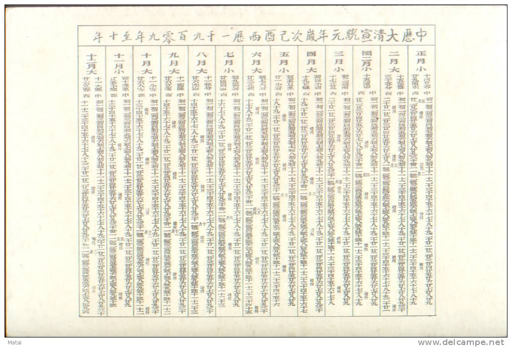CHINA CHINE 1909-1910 CALENDAR CARD GIGARETTES  ADVERTISEMENT 20.20CM X 13.50CM - Otros & Sin Clasificación