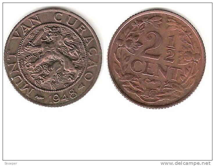 *curacao 2,5 Cents 1948     Unc  !!!!catalog Val 2016  =20,00$ - Curaçao