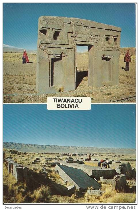 TIWANACU -  A, PUERTA DEL SOL VISTQA POSTERIOR. B, RUINAS DE PUMA PUNKU - - Bolivië