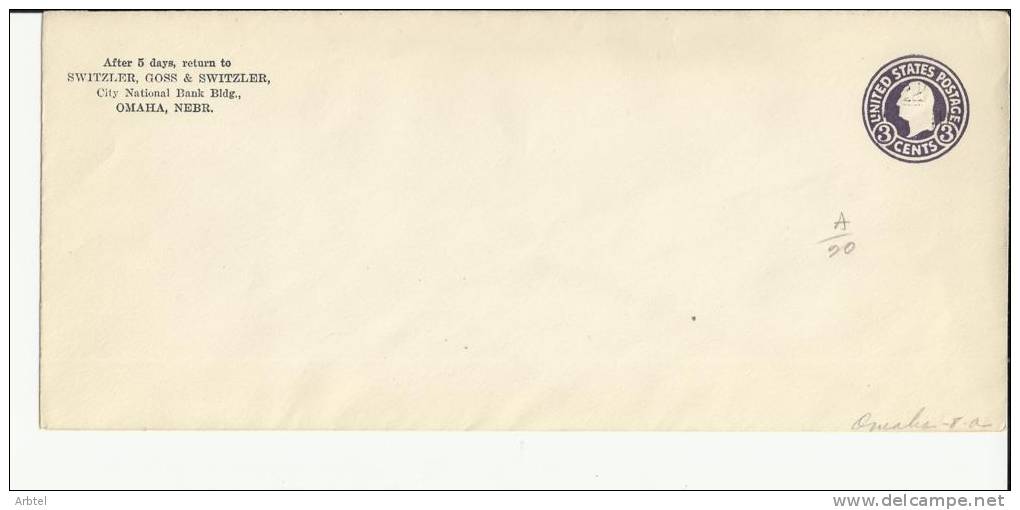 USA ENTERO POSTAL HABILITADO PARA 2 CTS OMAHA NEBRASKA SWITZLER GOSS SWITZLER - 1901-20