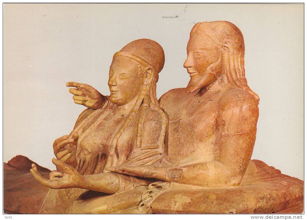 2157.   2 Cartoline - Cerveteri - Museo Nazionale Villa Giulia - Sarcofago Degli Sposi - Sculptures