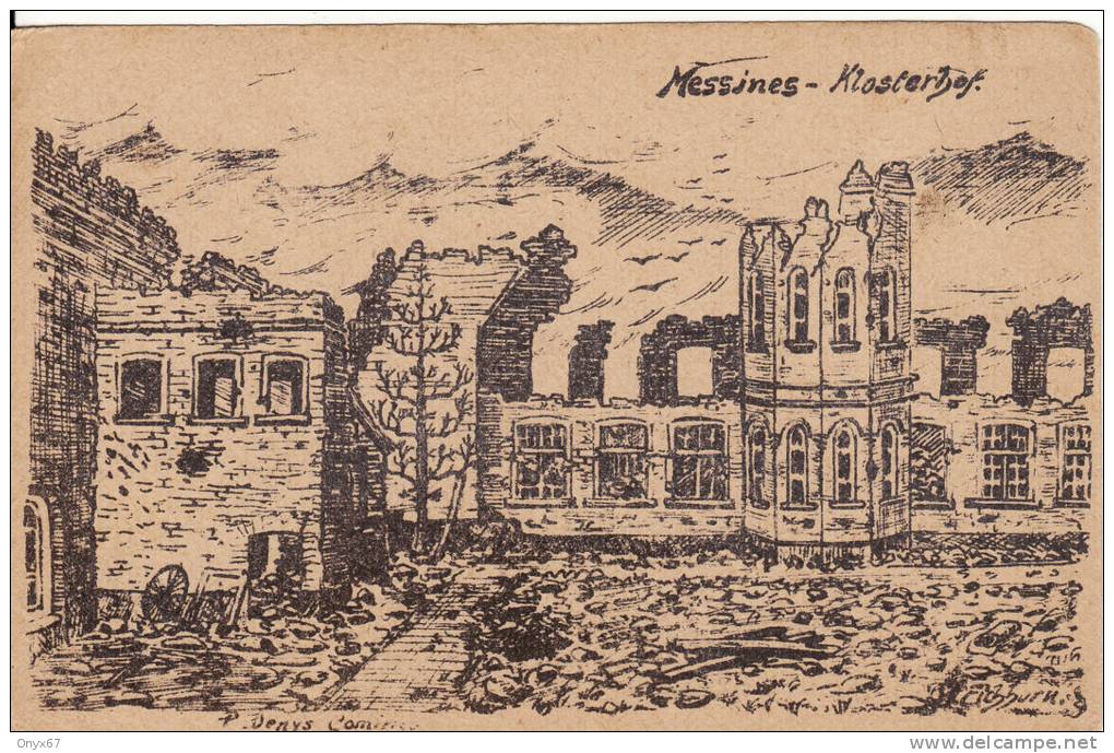 MESSINES-MESEN (Belgique) Klosterhof Carte Militaire Dessinée Par P.DENYS-DESSIN-Guerre-Feldpost- - Mesen