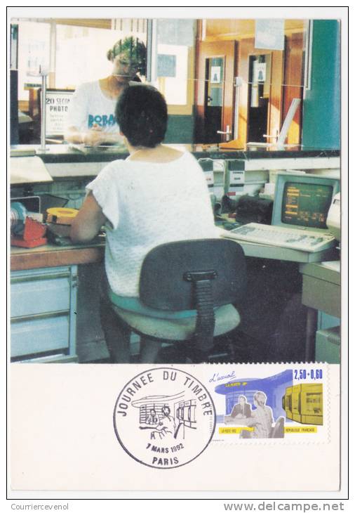 5 Cartes Maximum - Journée Du Timbre 1992 Paris + Bureau Nouvelle Génération + Ecoles Sup Administration - Tag Der Briefmarke