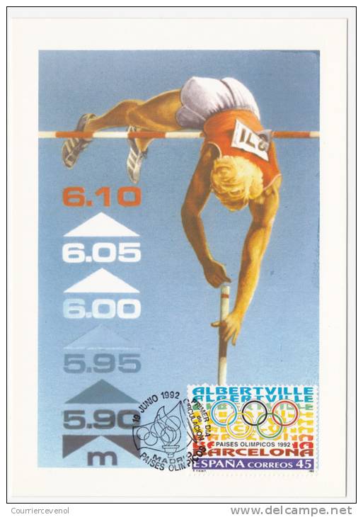 Cartes Maximum - Pays Olympiques 1992 - 2 Cartes EMISSION COMMUNE FRANCE - ESPAGNE - Sonstige & Ohne Zuordnung