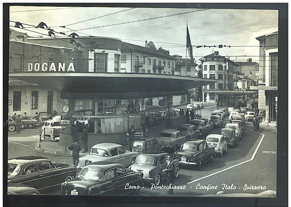 COMO-pontechiasso Confine -italo Svizzero Con Auto Fiat-  Cartolina NON  Viaggiata Anni 50/60 - Como