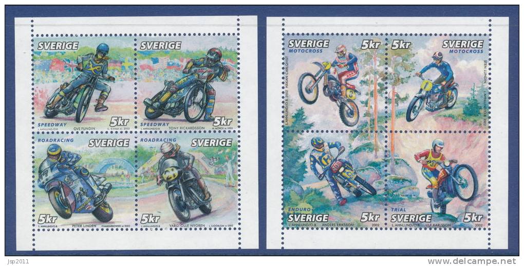 Sweden 2002 Facit # 2331-2338 From Booklet H544. Motor Sport, MNH (**) - Neufs