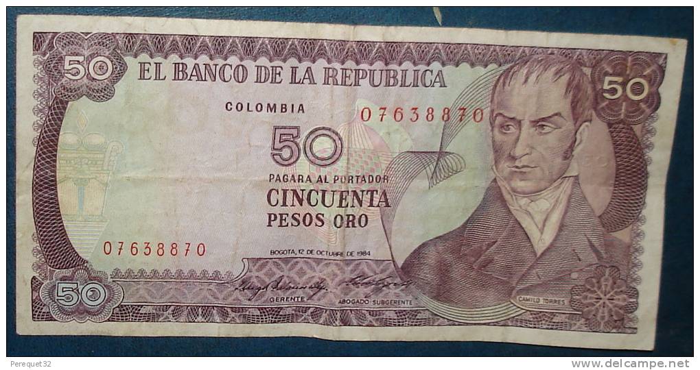 Colombie 1 Billet De 50 Pesos Oro.etat Correct - Kolumbien