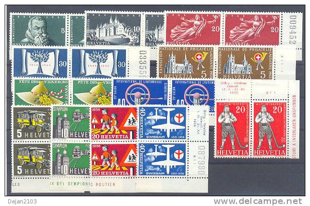 Switzerland Castle,cars,airplanes,trains In Pairs 1943-1956 MNH ** - Unused Stamps