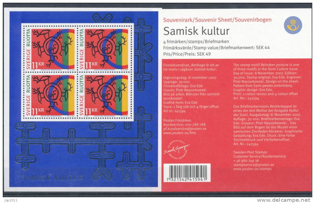 Sweden 2007 Facit # 2627 SS 9. Laplander Culture, MNH (**) - Blocks & Sheetlets