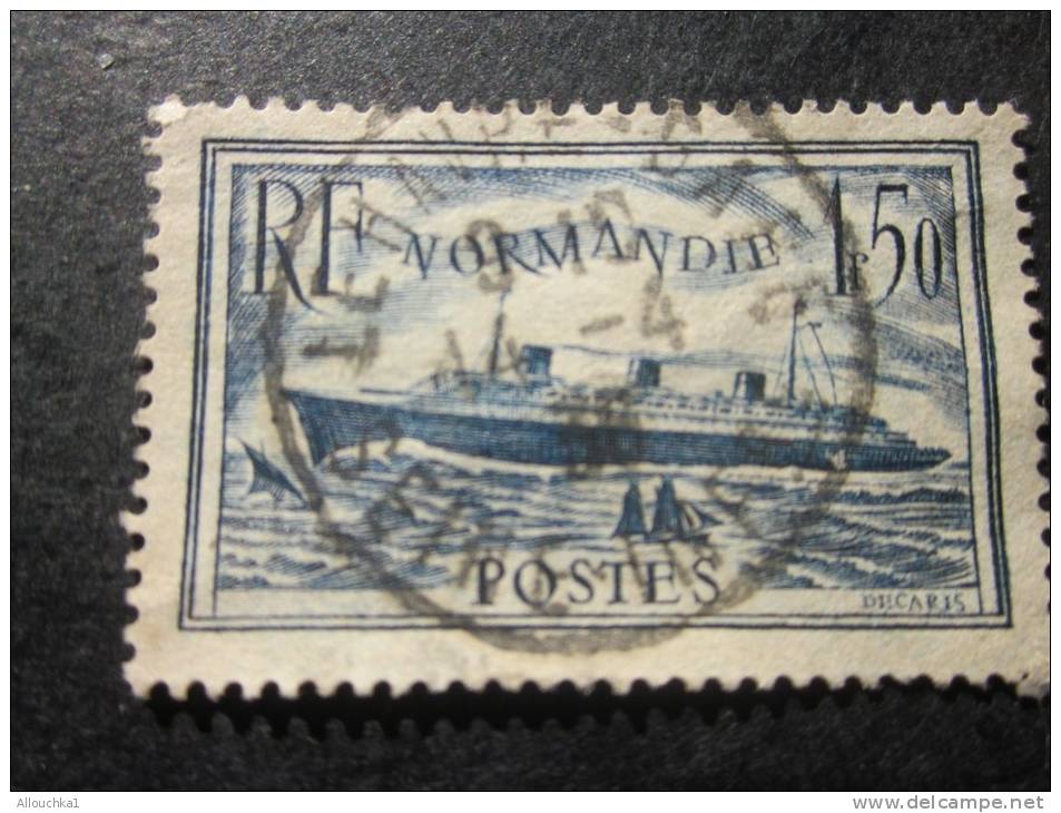 No 300 &mdash;&gt;Timbre Oblitéré  Paquebot Normandie Bleu Clair Cote 20&euro; Belle Oblitération Du 14 Avril 1938 - Used Stamps