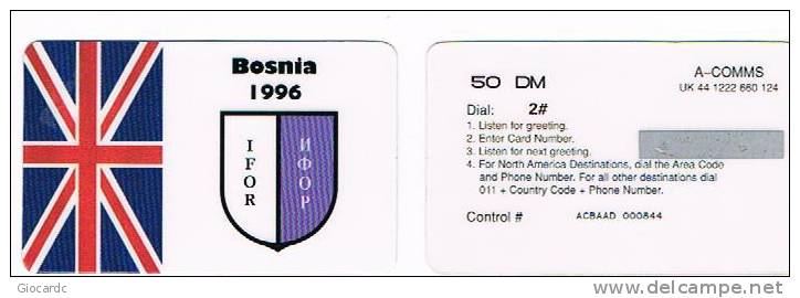 RIF.3 - BOSNIA - IFOR 1996 GRAN BRETAGNA (GREAT BRITAIN) - REMOTE MEMORY NUOVA ( A-COMMS)  DA 50 DM IN CARATTERI PICCOLI - Bosnia