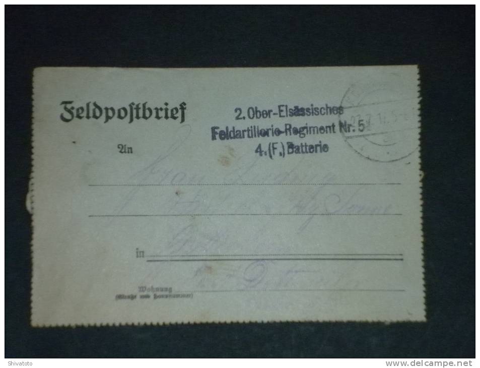 (2792-44) Feldpost Brief 2 Ober Elsass Feldartillerie Regt 51 WWI - Armee - Army -militaria - Sonstige & Ohne Zuordnung