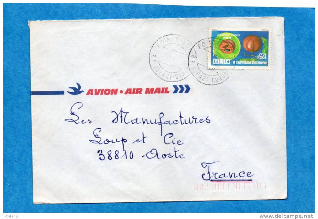 MARCOPHILIE-lettre-congo  -cad- -1985stamps N°753 -fruit Gambeya-pour Françe - Oblitérés