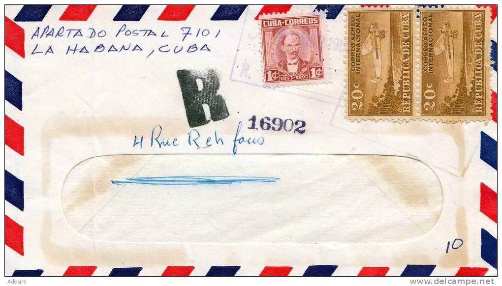 Cuba 1963, R-Brief, Sehr Schöne 3 Fach Frankierung Auf Brief - Briefe U. Dokumente