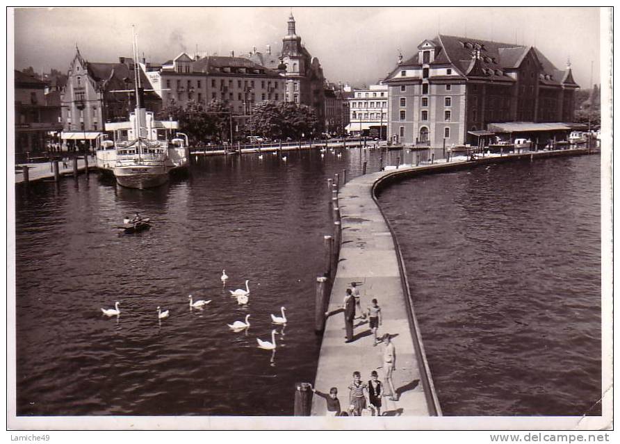 RORSCHACH AM BODENSEE SCHWEIZ DER HAFEN MIT DEM KORNHAUS ( Bateau Cygne ) Timbrée 1955 - Au