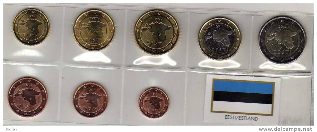 Eesti EURO-Einführung 2011 Stg 22€ Stempelglanz Der Staatlichen Münze Estland Set 1C. - 2€ Coins Of Republik Of Estonia - Estonie