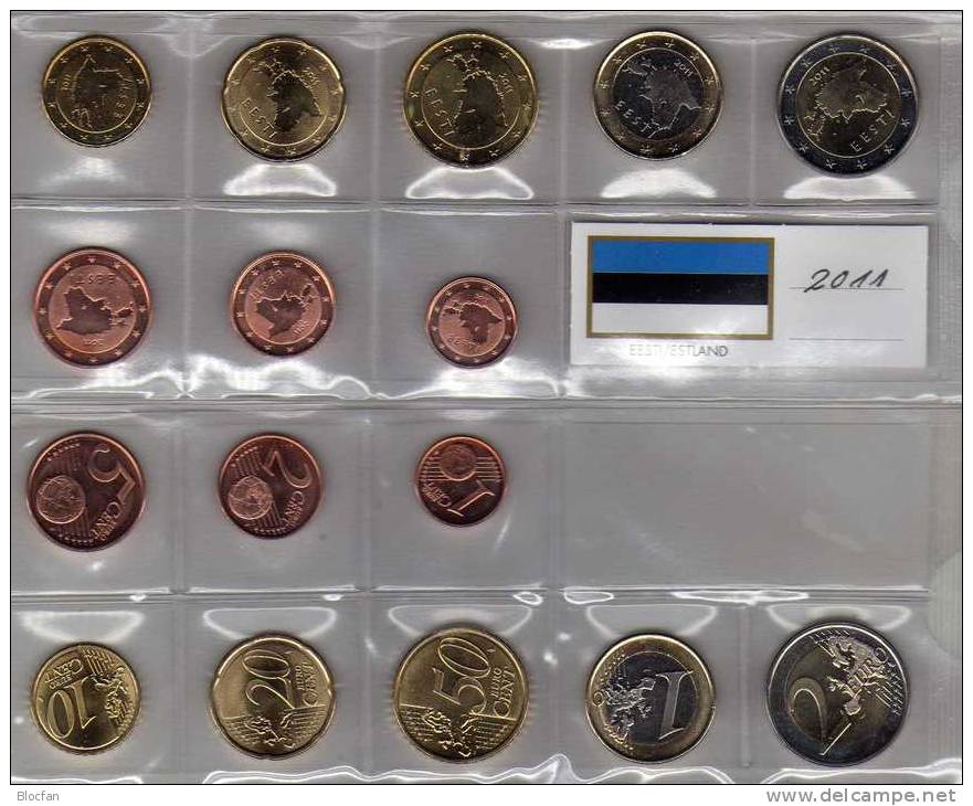 EURO-Einführung Eestonie 2011 Stg 22€ Stempelglanz Der Staatlichen Münze Estland Set 1C. - 2€ Coins Republik Of Eestonia - Estonia