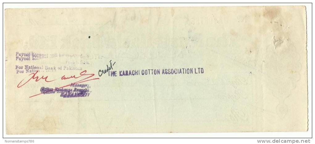 PAKISTAN 1964  The Australasia Bank Ltd Cheque Karachi - Bank & Insurance